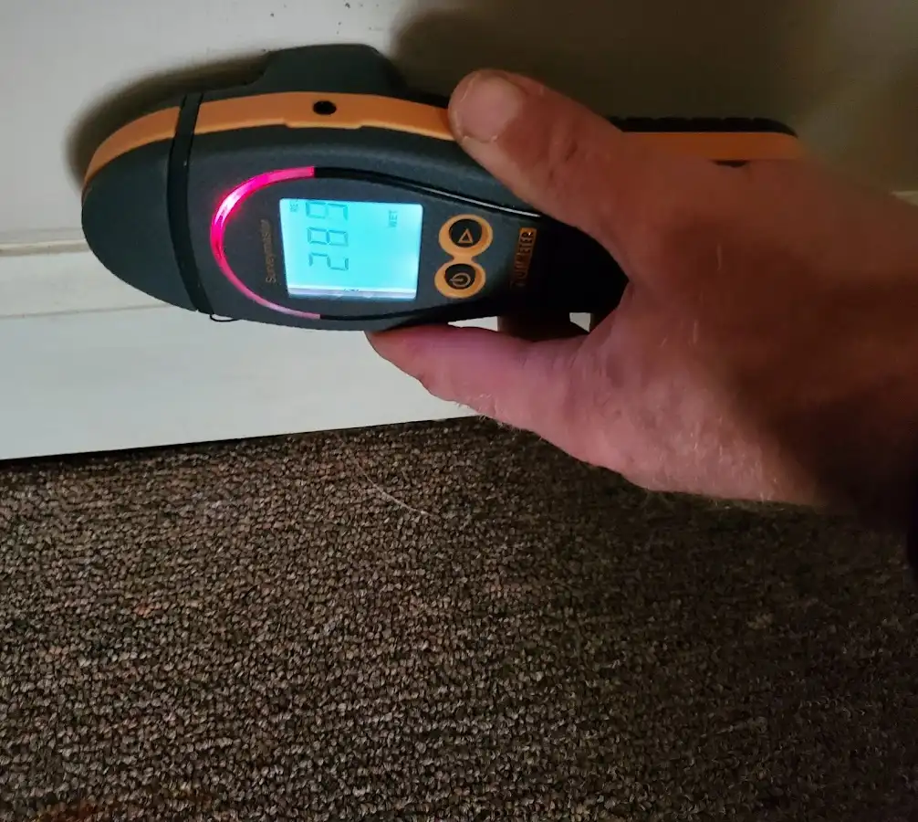 Moisture detection at baseboard during Burst Pipe Cleanup in Baltimore Highlands